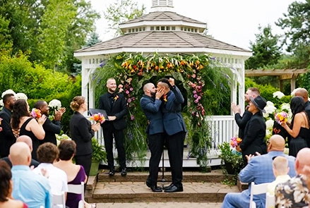 A couple at a wedding ceremony